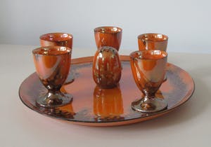 Curiosa - Reinhold Schlegelmilch - Art Deco Porseleinen set eierdoppen met schaal kopen? Bied vanaf 1!