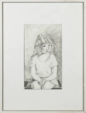A. Brouwer - Pentekening, Zittend meisje kopen? Bied vanaf 1!