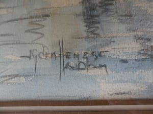 Jan den Hengst - Aquarel. zicht op de St. Nicolaaskerk te Amsterdam. kopen? Bied vanaf 35!