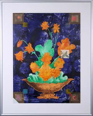 Harald Vlugt - Litho en collage, Human Jungle II - Ingelijst (Groot) verkocht voor € 40!