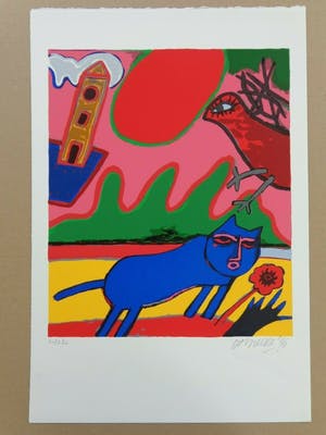 Corneille - BLAUWE KAT / KLEURZEEFDRUK / 56x38cm / SIG / 1996 kopen? Bied vanaf 120!