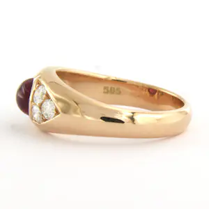 14k rosé gouden ring bezet met robijn en briljant geslepen diamant tot. 0.60ct kopen? Bied vanaf 860!