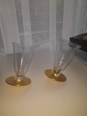 Borek Sipek - 2 Borek Sipek/David Palterer kristallen tuimel glaasjes, verguld zilver. Ajeto kopen? Bied vanaf 125!