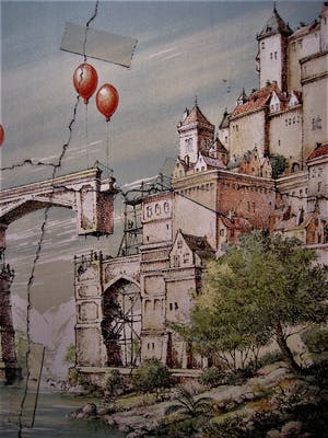 Karel Sirag - Galerie Lieve Hemel - ges.Lithografie - Balonnen en Plakband - Galerieprijs 750€ kopen? Bied vanaf 10!