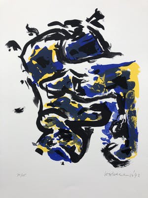 Theo Wolvecamp - Composiitie in blauw en geel kopen? Bied vanaf 195!