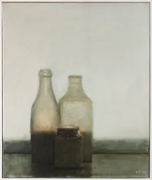 Leon Spierenburg - Olieverf op doek, Stilleven met flessen - Ingelijst kopen? Bied vanaf 500!