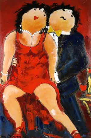 Theo Broeren - Acryl op doek, Dansles #2 (Groot) verkocht voor € 90!