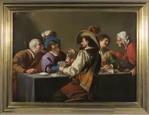 Joseph van Lil - Olieverf op doek, Kaartspelers (kopie naar Theodor Rombouts) - Ingelijst verkauft für € 520!