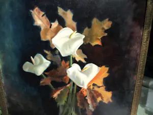 Josefa Tepe - Olieverf op doek , Aronskelken , bloemstilleven - ingelijst 102 x 94 cm. kopen? Bied vanaf 500!