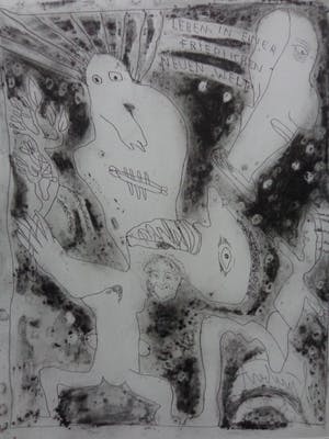 Lucebert - TYPISCHE FIGURATIE / ZW-W ETS / 65x50cm / SIG / 1993 kopen? Bied vanaf 135!