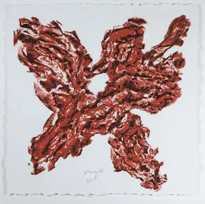 Armando - Materie-ets / Carborundum, Blume IV (Malve) - Ingelijst kaufen? Bieten Sie von 400!