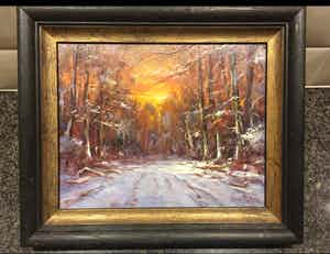 Nanne Balyon - Landschap met bomen en zon verkocht voor € 85!