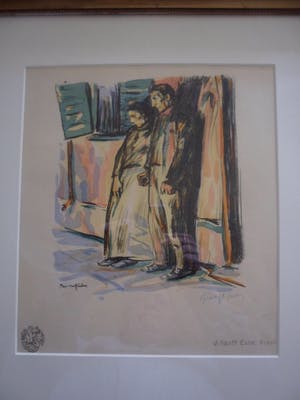 Ernst Bischoff-Culm - Kleurenlitho, Titel, Brand, straatbeeld met koppel. kopen? Bied vanaf 30!