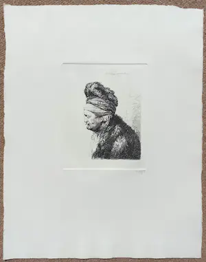 Rembrandt van Rijn - De tweede oosterse kop, ets kopen? Bied vanaf 60!