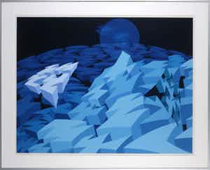 Hans Klaui - Zeefdruk, Abstract landschap - Ingelijst (Groot) verkocht voor € 35!