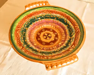 Royal Boch - Obstschale mit Henkel Keralux Boch Freres Sultane handbemalt vergoldet Art Deco kopen? Bied vanaf 120!