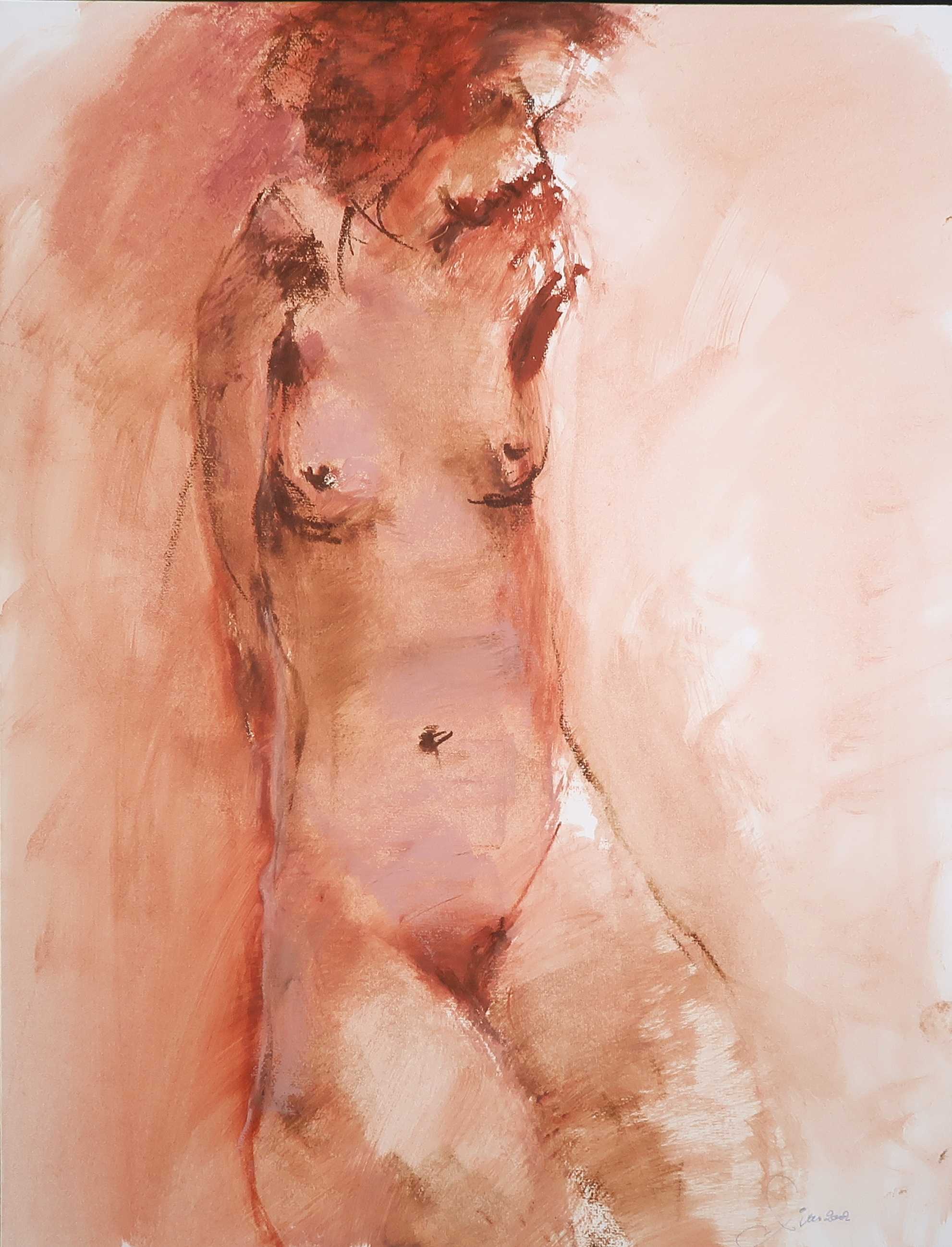 Franscz Witte - Oliepastel en aquarel op papier, Naakt verkocht voor € 1!