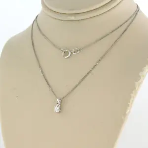 14k wit gouden collier en solitair hanger met briljant geslepen diamant 0.10ct kopen? Bied vanaf 220!