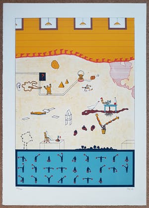 Jan Voss - Compositie waarin ontzettend veel gebeurt, litho kopen? Bied vanaf 50!