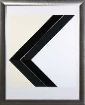 Harry van Kuyk - Zeefdruk, Z.T. Geometrische compositie - Ingelijst verkocht voor € 100!