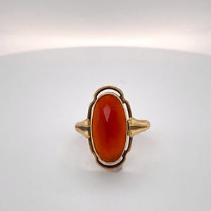 14kt gouden ring met carneool, mt 56(17,75) 2,73gr kopen? Bied vanaf 100!
