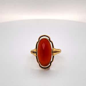 14kt gouden ring met carneool, mt 56(17,75) 2,73gr verkocht voor € 100!