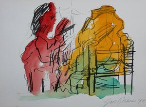 Jan Sierhuis - met de hand ingekleurde litho (aquarel): naakt - 1974 kopen? Bied vanaf 55!
