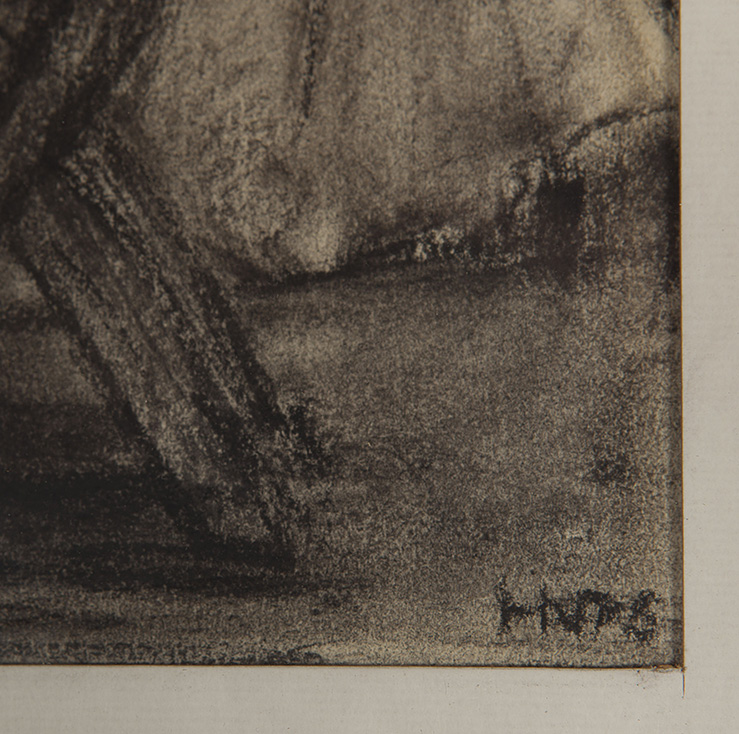 Hanneke Nobel - Tekenend meisje - Houtskool op papier - Gesigneerd R.O. - BKR Amsterdam - 1975 kopen? Bied vanaf 10!