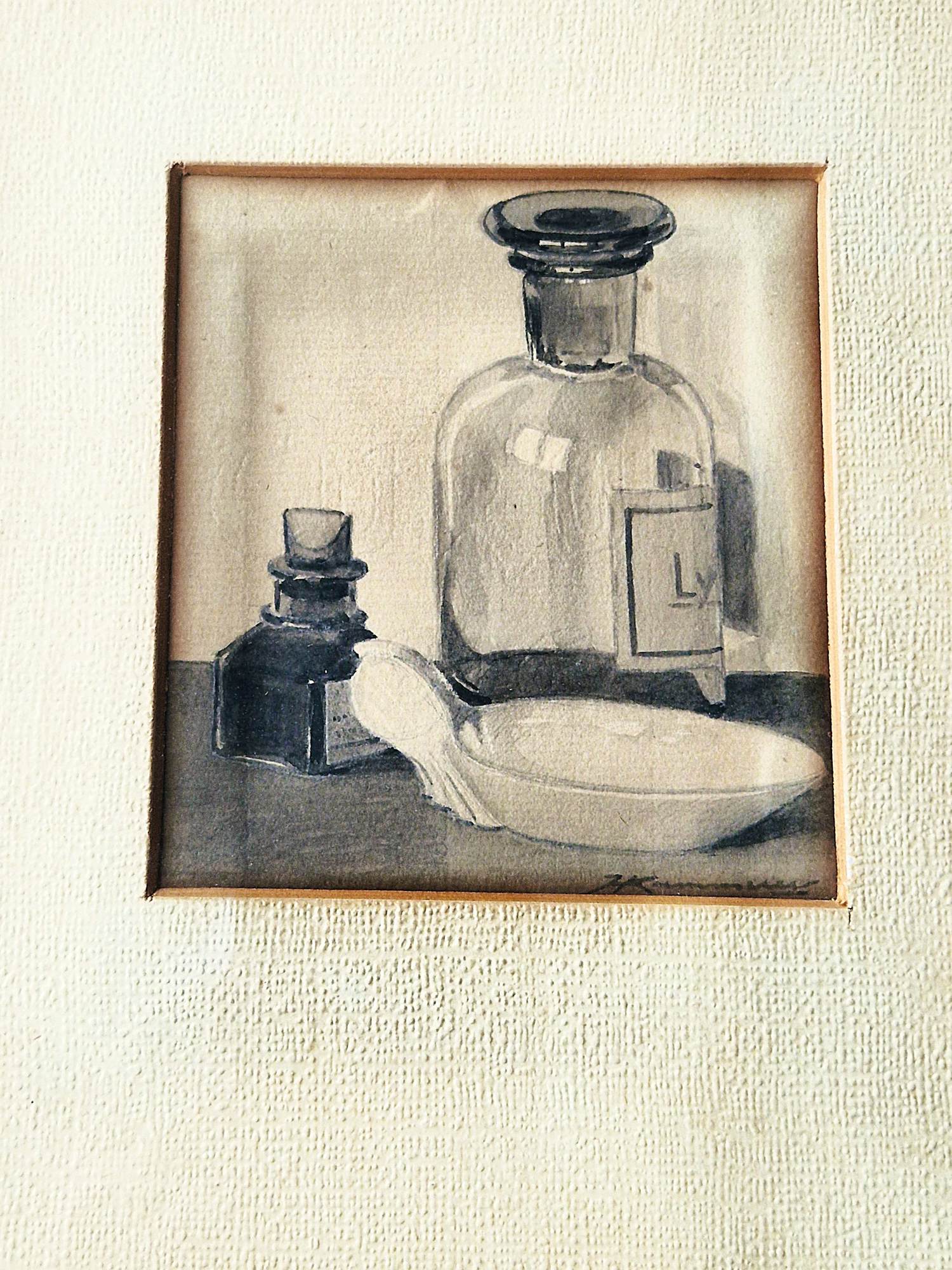 Johan Hendrik Kaemmerer - Fraaie gewassen Inkt "grisaille" stilleven - gesigneerd verkocht voor € 30!