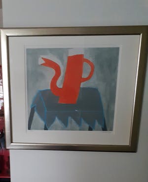 Klaas Gubbels - Oranje kan op tafelkleed (mooi gelijst!) kopen? Bied vanaf 475!