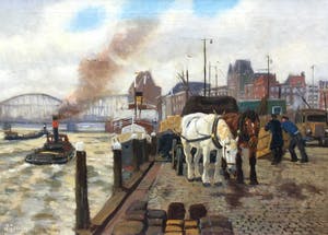 Gijsbertus van Overbeek - sleperspaarden op de Maaskade te Rotterdam kopen? Bied vanaf 500!