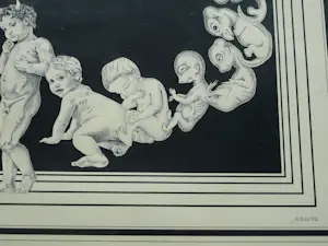 Robert Hallatu - Ingelijste inkttekening , ‘Kringloop…’ – 1978 – Lijst, 49 x 64 cm. kopen? Bied vanaf 250!