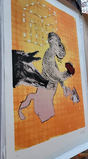 Jorg Immendorff - Maureraffe, signiert, datiert und e.a. kopen? Bied vanaf 440!