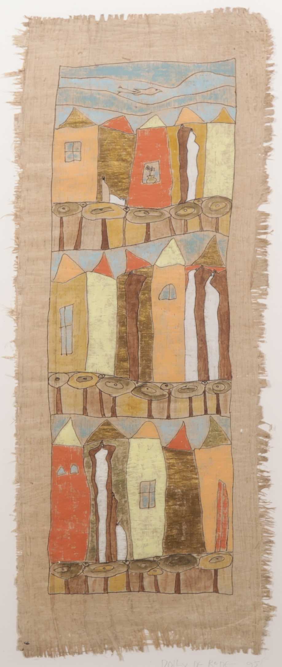 Dolly de Rode - Gouache op papyrus, Zonder titel - Ingelijst kopen? Bied vanaf 35!