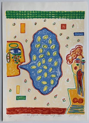 Keimpe Kootstra - Kleurenzeefdruk | 'Het gesprek van de dag III' - 1999 kopen? Bied vanaf 45!