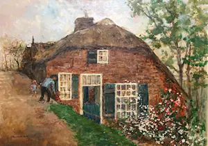 Reijer Murman - Boerderij Waalbandijk Hellouw - Olieverf Schilderij kaufen? Bieten Sie von 50!