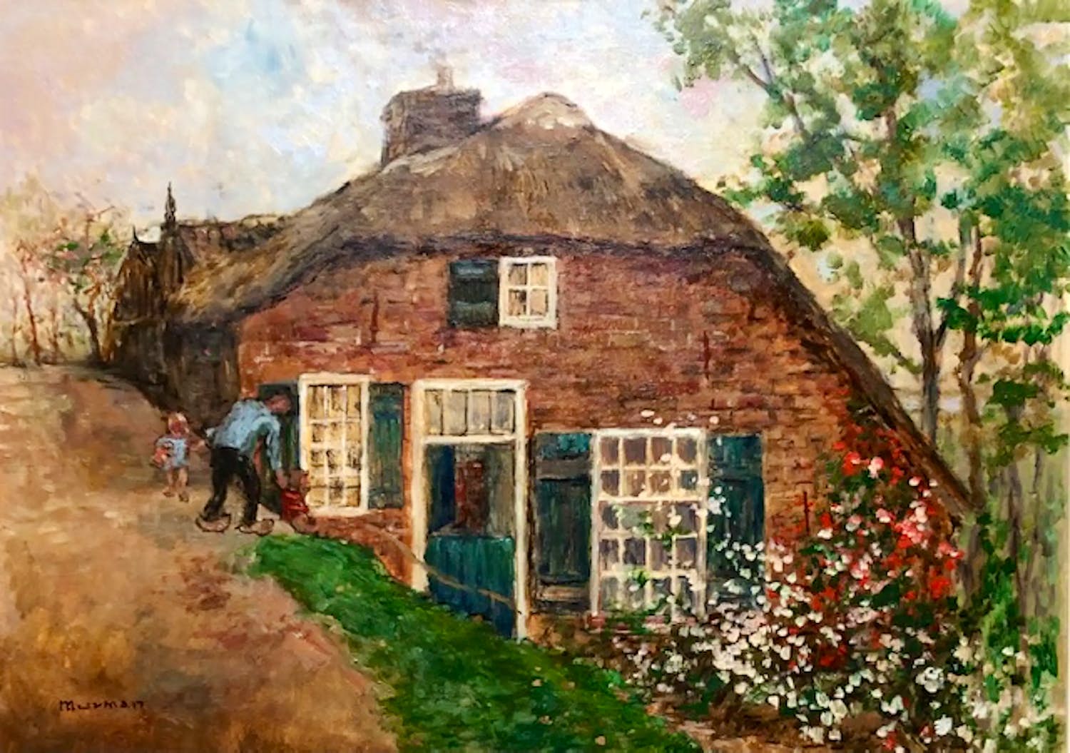 Reijer Murman - Boerderij Waalbandijk Hellouw - Olieverf Schilderij verkocht voor € 50!