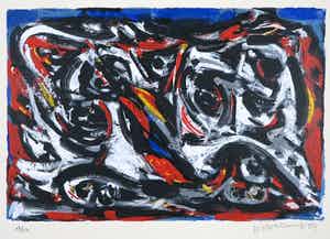 Theo Wolvecamp - Zeefdruk, Abstracte compositie verkocht voor € 1!