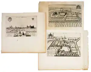 Joan Blaeu - Lot van drie kopergravures uit Novum ac magnum theatrum urbium Belgicae regiae verkauft für € 15!