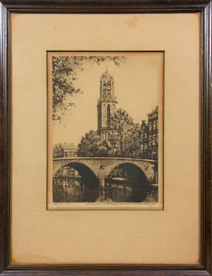 Cornelis Brandenburg - Ets, Lot van drie etsen Utrecht - Ingelijst kopen? Bied vanaf 50!