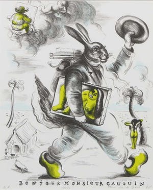 Theo van de Goor - Litho, Bonjour monsieur Gauguin - Ingelijst kopen? Bied vanaf 20!