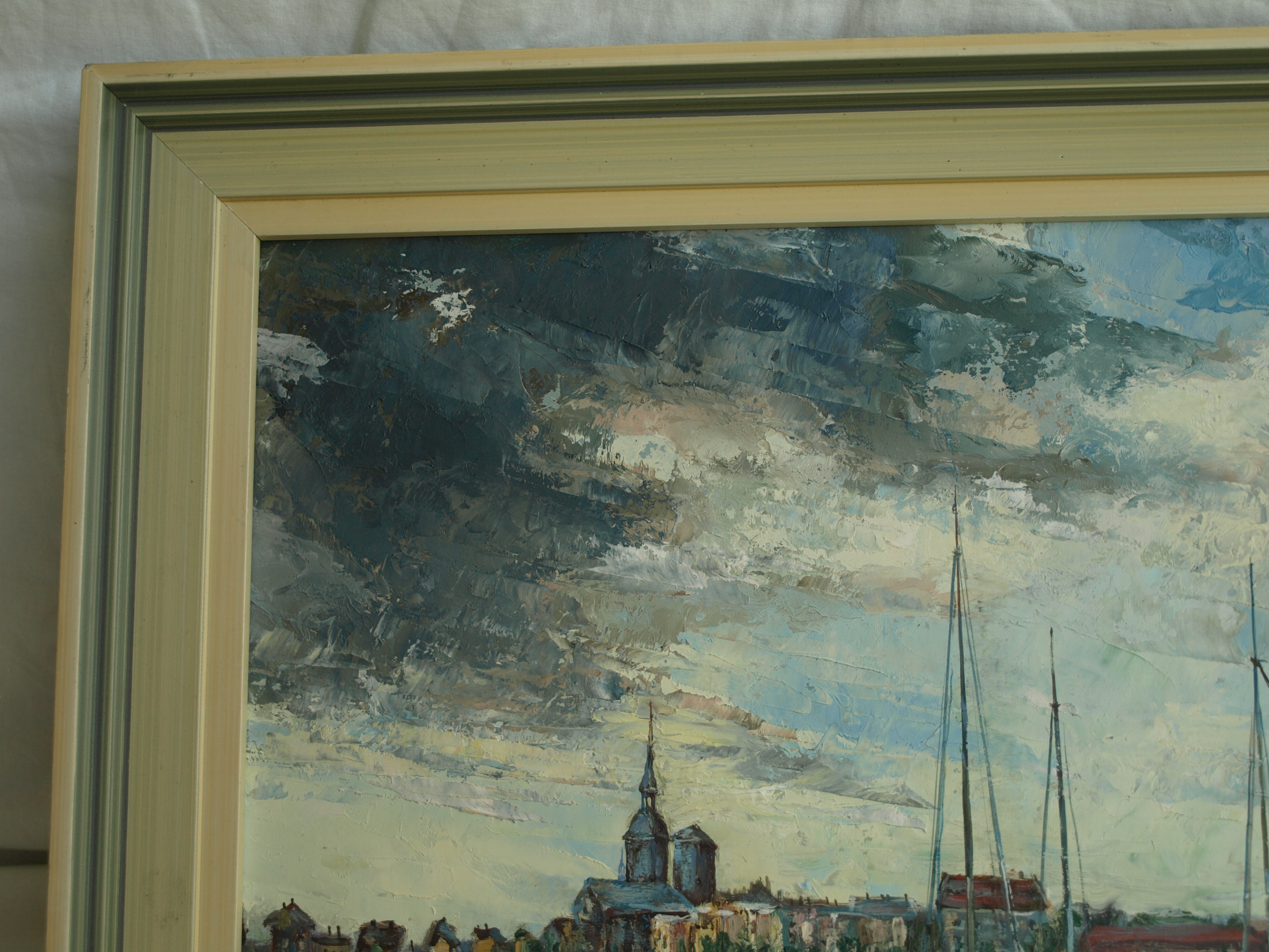 Niet of onleesbaar gesigneerd - Olieverf op board – Havengezicht – gesigneerd & ingelijst  kopen? Bied vanaf 1!