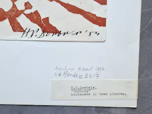 Hans Peter Doebele - Grote 1954 Houtsnede in 2 kleuren "Canasta" - beperkte oplage - gesigneerd kopen? Bied vanaf 48!