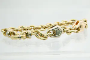 42-  Sierlijke 18krt tri-color gouden armband - ROLO schakels - gekeurd kopen? Bied vanaf 660!