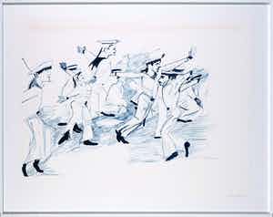 Emo Verkerk - Litho, Matrozen - Ingelijst verkocht voor € 50!