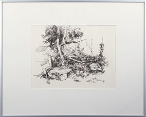 Piet Snoeren - Pentekening op papier, Bomen - Ingelijst kopen? Bied vanaf 35!