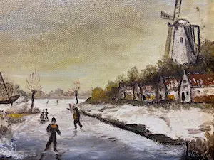 Niet of onleesbaar gesigneerd - schaatsen op de sloot kopen? Bied vanaf 1!