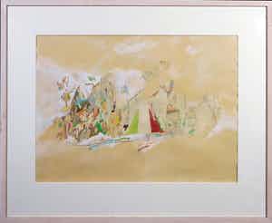 Henri Plaat - Gouache, pen en potlood , Zonder titel - Ingelijst verkocht voor € 100!