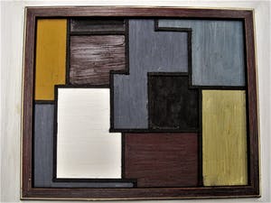Pjotr van Oorschot - Geometrische Hout en Acrylverf Collage "de Stijl" gesigneerd kopen? Bied vanaf 1!