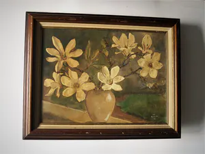 Jos Ruting - Mooie, in 1938 geschilderde Gouache "Magnolia in vensterbank" gesigneerd kopen? Bied vanaf 34!